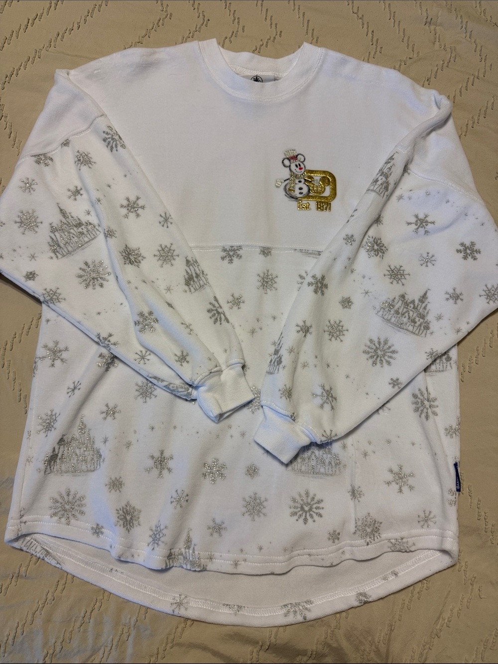 White Holiday Snowflake Long-Sleeve Top